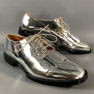 ROBERT CLERGERIE Size 8 Silver Metallic Leather Eyelash Lace Up Shoes